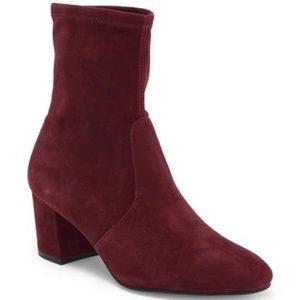 Stuart Weitzman Siggy 60 Block Heel Burgundy Suede Ankle Booties Size 5
